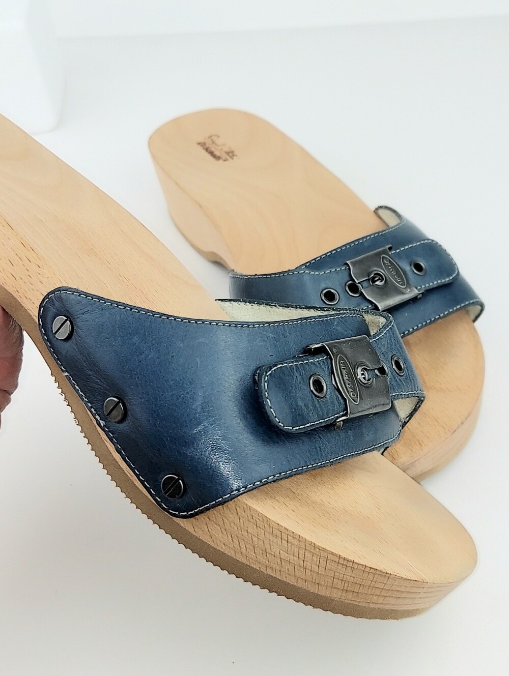 Dr. Scholl's Originals Blue Leather Clog Sandals 9 - Picture 10 of 12